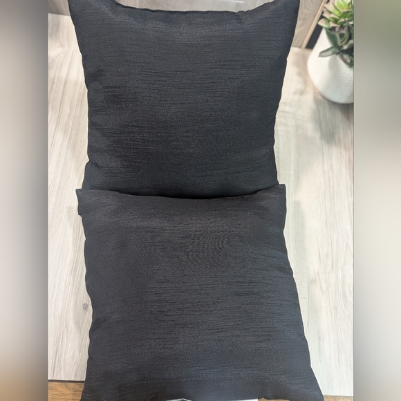 Beachy Capiz Shell Decor Pillows (2) Small Black Silky Vintage SEARS - Picture 5 of 8